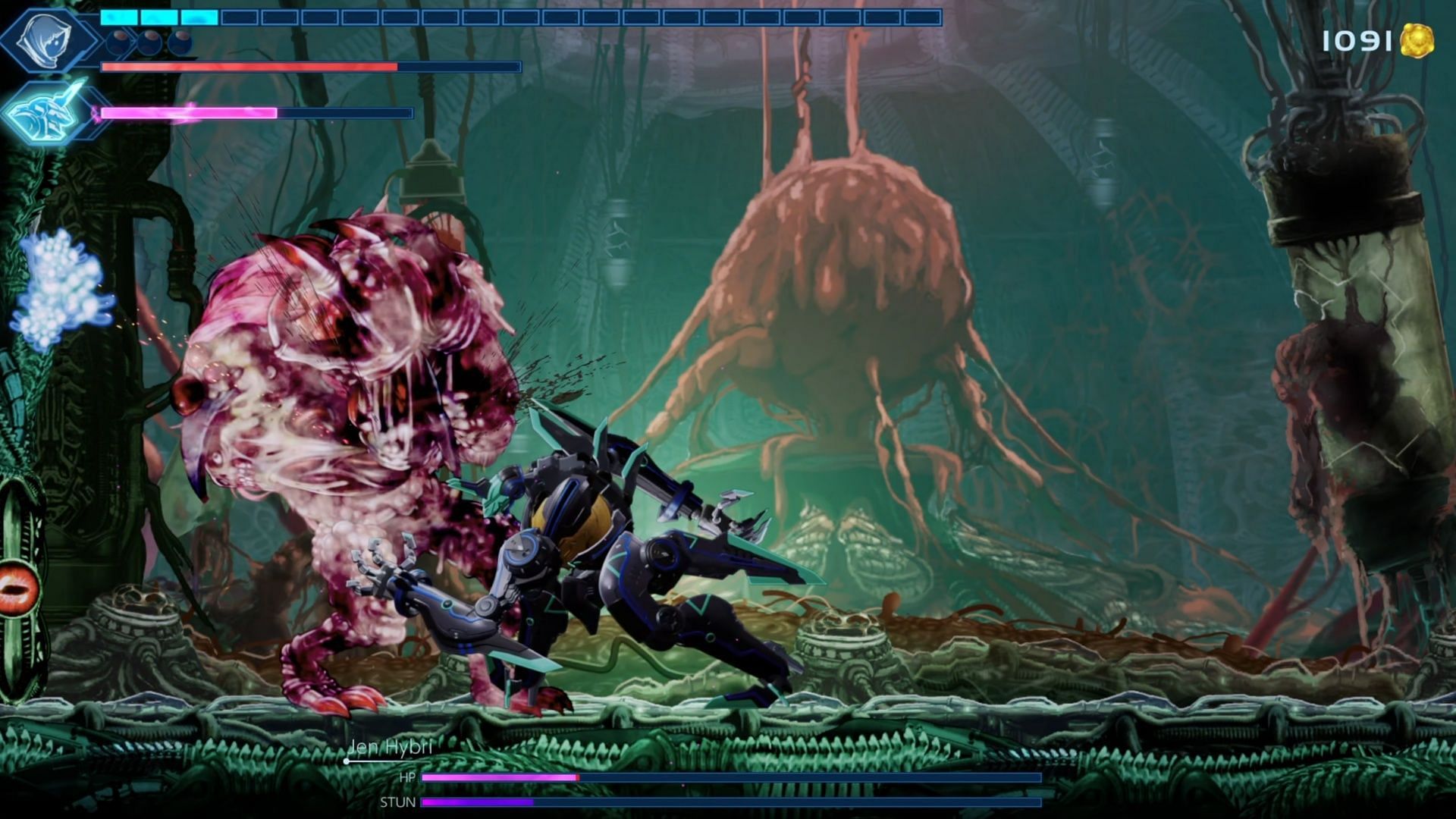 Giant robot versus Giant ...tumor...thing? Yeah, I'm down with that (Image via Bandai Namco)